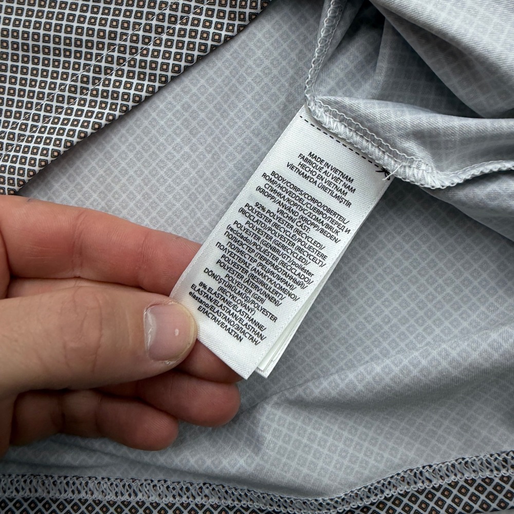 RLX Ralph Lauren Mens Grey Geometric Print Golf Polo Shirt Short Sleeve Stretch - Picture 6 of 8